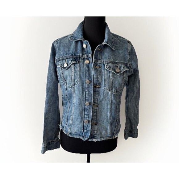 Lucky Brand Jackets & Blazers - Lucky Brand Denim Tomboy Trucker Jacket Frayed Hem Size Small Boho Casual Grunge